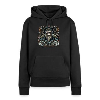 Floral Bigfoot Sasquatch - Sweat à capuche Premium bio Femme - noir - Devant - Julia (174cm)