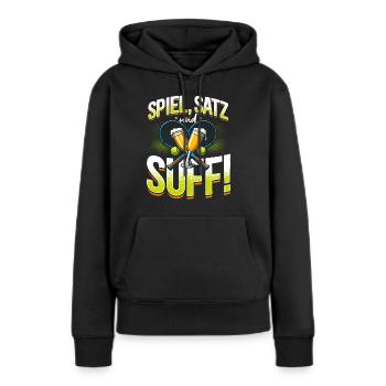 Bier Tennis, Spiel Satz & Suff, Bierliebhaber - Frauen Premium Bio Hoodie - Schwarz - Vorne - Julia (174cm)