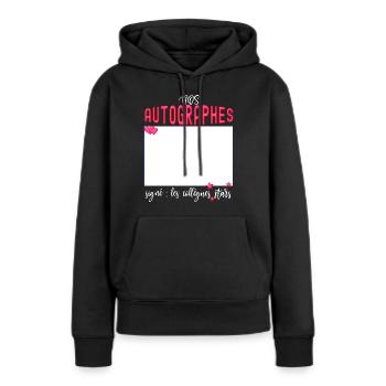 Collègue Femme Star Signature Départ Autographe - Sweat à capuche Premium bio Femme - noir - Devant - Julia (174cm)