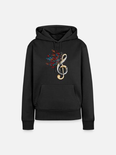 Musiker lernen Musiknoten Design Musikunterricht - Frauen Premium Bio Hoodie - Schwarz