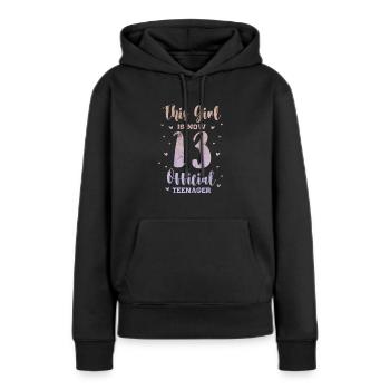 Adolescent - Sweat à capuche Premium bio Femme - noir - Devant - Julia (174cm)