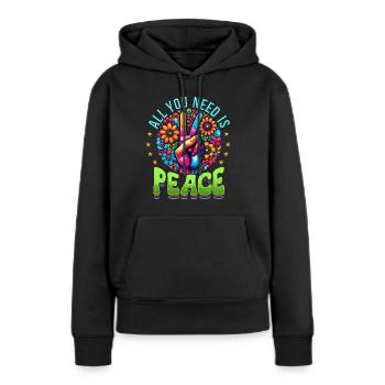 Paix & Signes de Paix, Fleurs - Sweat à capuche Premium bio Femme - noir - Devant - Julia (174cm)