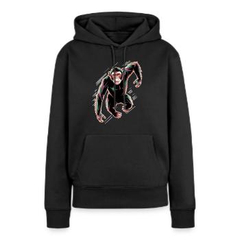 Dynamic Chimpanzee Motif - Women’s Premium Organic Hoodie - black - Front - Julia (174cm)
