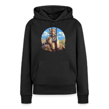 Tigre - Sweat à capuche Premium bio Femme - noir - Devant - Julia (174cm)