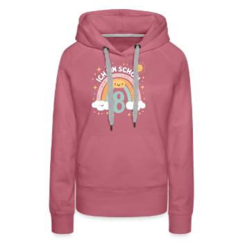 8. Geburtstag Geburtstagsshirt Regenbogen Wolke - Frauen Premium Bio Hoodie - Malve - Vorne - Isabella (175cm)