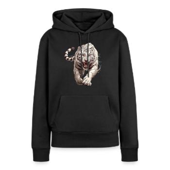 Tigre blanc Weiße Tigre Weißer Tigre - Sweat à capuche Premium bio Femme - noir - Devant - Julia (174cm)
