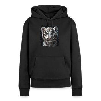 Tigre blanc Weiße Tigre Weißer Tigre - Sweat à capuche Premium bio Femme - noir - Devant - Julia (174cm)