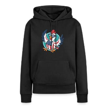 Patriotisches USA Huhn - Frauen Premium Bio Hoodie - Schwarz - Vorne - Julia (174cm)