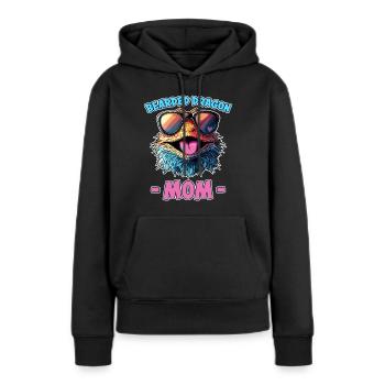 Dragon barbu disant maman drôle dragon barbu cadeau - Sweat à capuche Premium bio Femme - noir - Devant - Julia (174cm)