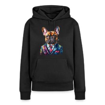Französische Bulldogge Anzug Frenchie Hund Tier - Frauen Premium Bio Hoodie - Schwarz - Vorne - Julia (174cm)