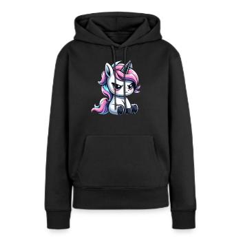 Launisches Einhorn - Frauen Premium Bio Hoodie - Schwarz - Vorne - Julia (174cm)