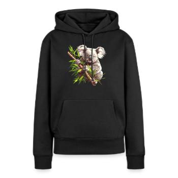 Koalas Koala - Sweat à capuche Premium bio Femme - noir - Devant - Julia (174cm)