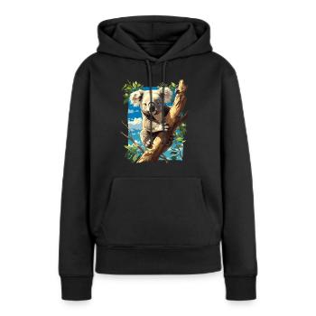Koalas Koala - Sweat à capuche Premium bio Femme - noir - Devant - Julia (174cm)