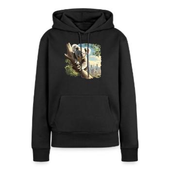 Koalas Koala - Sweat à capuche Premium bio Femme - noir - Devant - Julia (174cm)