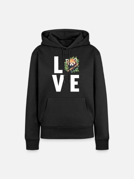 Panda roux Petits pandas Petit panda roux - Sweat à capuche Premium bio Femme - noir