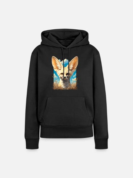 Fennec Fox Fenneks Fennek - Frauen Premium Bio Hoodie - Schwarz