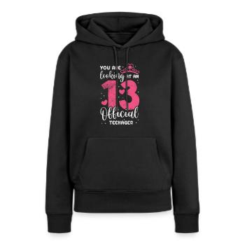 Adolescent - Sweat à capuche Premium bio Femme - noir - Devant - Julia (174cm)