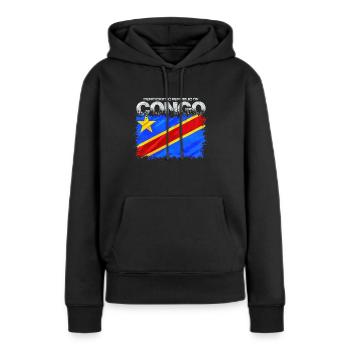 Congo - Sweat à capuche Premium bio Femme - noir - Devant - Julia (174cm)