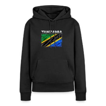 Tanzanie - Sweat à capuche Premium bio Femme - noir - Devant - Julia (174cm)