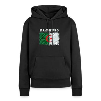 Algerien - Frauen Premium Bio Hoodie - Schwarz - Vorne - Julia (174cm)