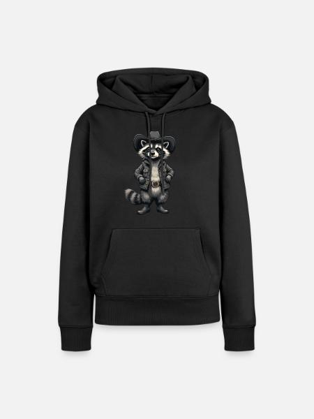 Raccoon, Cowboy, Western, Country - Women’s Premium Organic Hoodie - black
