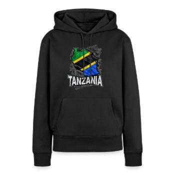 Tanzanie - Sweat à capuche Premium bio Femme - noir - Devant - Julia (174cm)