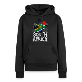 Afrique du Sud - Sweat à capuche Premium bio Femme - noir - Devant - Julia (174cm)
