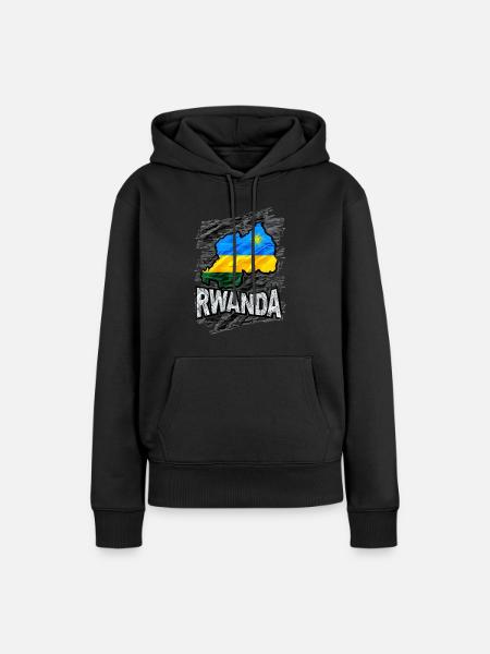 Ruanda - Frauen Premium Bio Hoodie - Schwarz