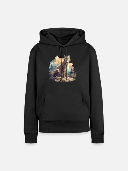 Lynx Luchse Luchs - Frauen Premium Bio Hoodie - Schwarz