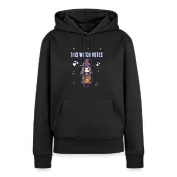 Cette sorcière vote - Sweat à capuche Premium bio Femme - noir - Devant - Julia (174cm)