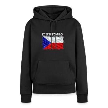 Tchéquie - Sweat à capuche Premium bio Femme - noir - Devant - Julia (174cm)