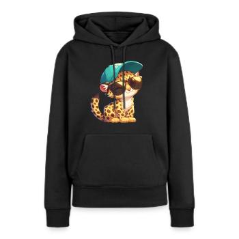 Léopard léopard - Sweat à capuche Premium bio Femme - noir - Devant - Julia (174cm)