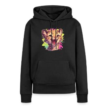 Léopard léopard - Sweat à capuche Premium bio Femme - noir - Devant - Julia (174cm)