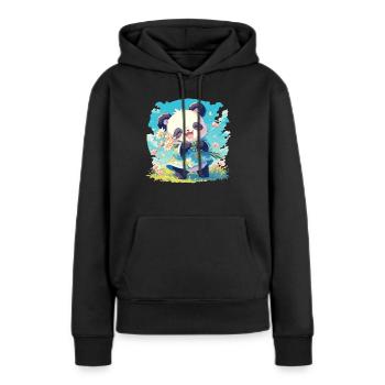 Pandas Panda - Sweat à capuche Premium bio Femme - noir - Devant - Julia (174cm)