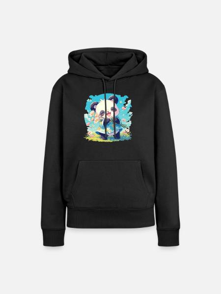 Pandas Panda - Frauen Premium Bio Hoodie - Schwarz
