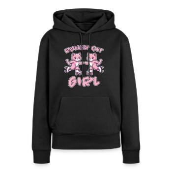 Roller Cat Girl Skaten Mädchen Rollschuhe Geschenk - Frauen Premium Bio Hoodie - Schwarz - Vorne - Julia (174cm)