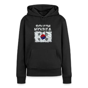 Corée du Sud - Sweat à capuche Premium bio Femme - noir - Devant - Julia (174cm)