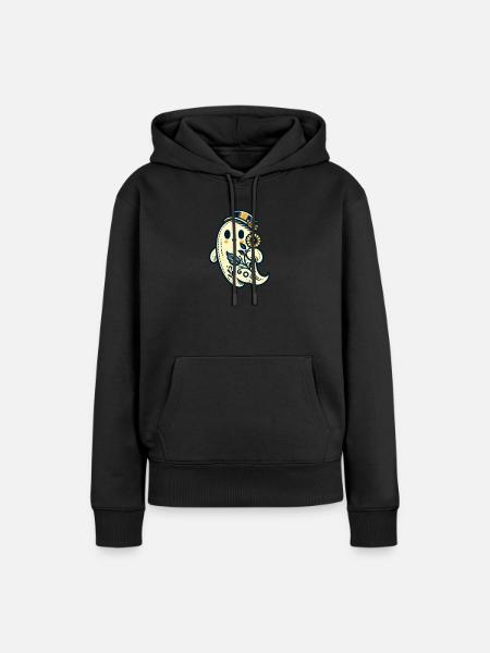 Floraler Geist mit Hut - Frauen Premium Bio Hoodie - Schwarz