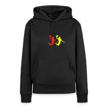 T-shirt de basket-ball B-ball Dunking Rebound Player - Sweat à capuche Premium bio Femme - noir - Devant - Julia (174cm)
