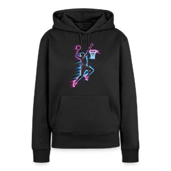 basket-ball, joueur de basket-ball, joueur de basket-ball, dunk - Sweat à capuche Premium bio Femme - noir - Devant - Julia (174cm)