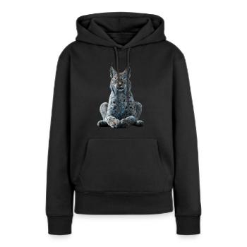 Lynx - Sweat à capuche Premium bio Femme - noir - Devant - Julia (174cm)