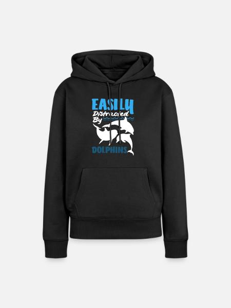 Leicht Ablenkbar Von Delfinen - Frauen Premium Bio Hoodie - Schwarz
