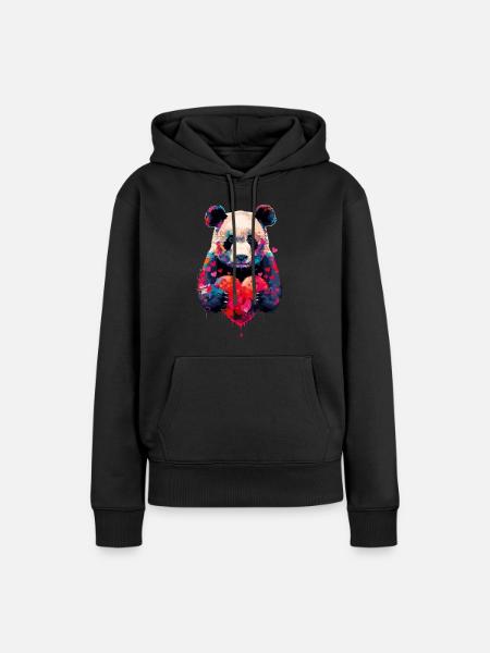 Panda - Frauen Premium Bio Hoodie - Schwarz