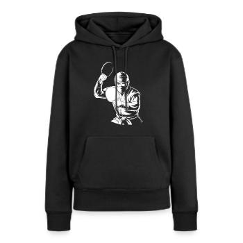 Tischtennis Pingpong Tischtennis Ninja - Frauen Premium Bio Hoodie - Schwarz - Vorne - Julia (174cm)