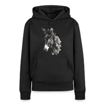 Esel - Frauen Premium Bio Hoodie - Schwarz - Vorne - Julia (174cm)