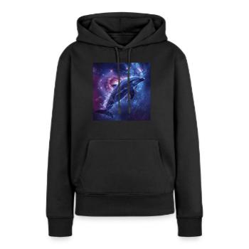 Delphin - Frauen Premium Bio Hoodie - Schwarz - Vorne - Julia (174cm)