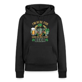 Saint-Patrick Bière Leprechaun Kobold Bier - Sweat à capuche Premium bio Femme - noir - Devant - Julia (174cm)