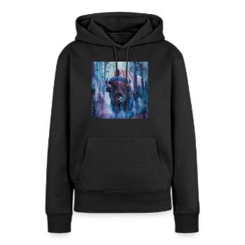 Bison - Frauen Premium Bio Hoodie - Schwarz - Vorne - Julia (174cm)