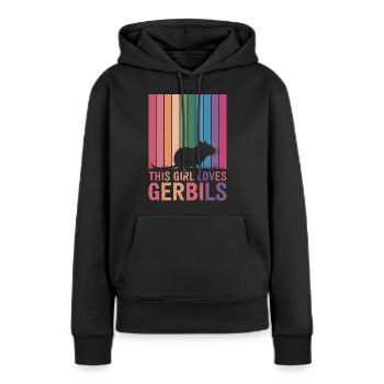 Gerbille disant rat de course fille cadeau de gerbille - Sweat à capuche Premium bio Femme - noir - Devant - Julia (174cm)