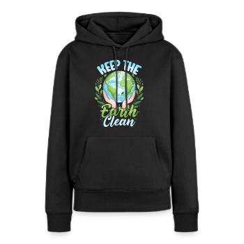 Tag der Erde: Halte die Erde sauber, 22. April, Tag der Erde - Frauen Premium Bio Hoodie - Schwarz - Vorne - Julia (174cm)